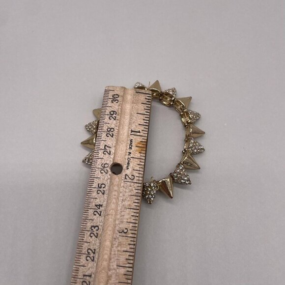 Mikey London Crystal Spike Stretch Bangle Bracelet Gold Tone Biker Retro - Picture 5 of 7
